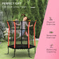 Soozier 64" Kids Trampoline Indoor/Outdoo with Enclosure Net Elastic Thick Padded Pole Gift for Ages 3-10 Years Old Red