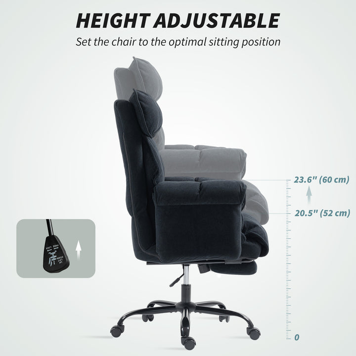 HOMCOM Ergonomic Desk Chair Computer Office Chair with Footrest, Adjustable Backrest, Lumbar Support and Headrest, Black