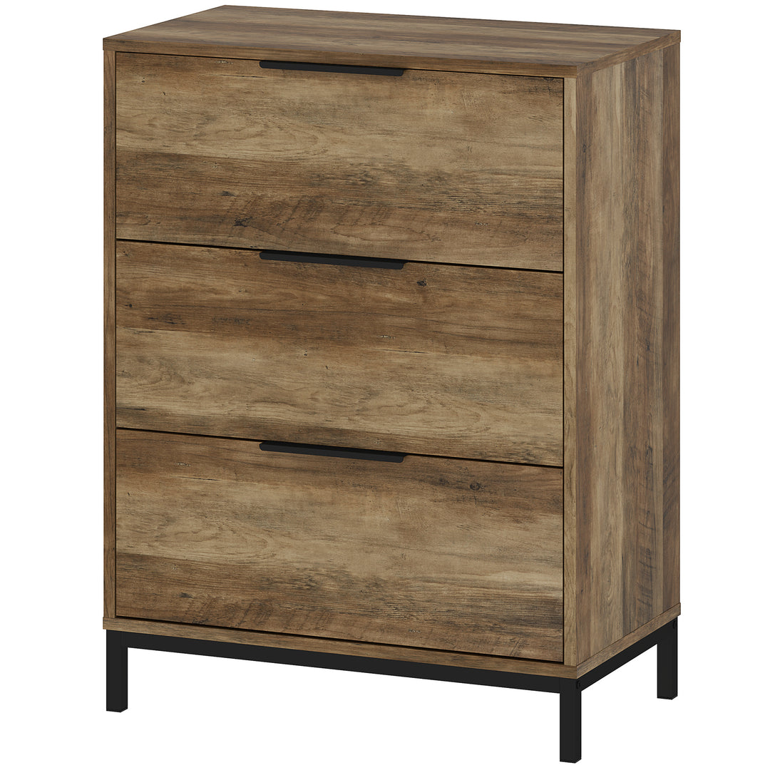 HOMCOM Dresser for Bedroom, 3 Drawer Dresser Tower, Chest of Drawers for Hallway, Entryway, Closet, Natural