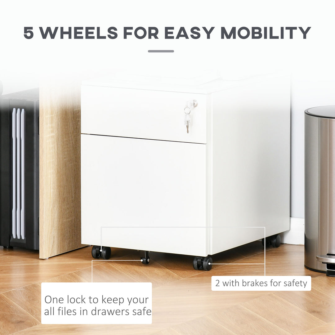 Vinsetto Lockable File Cabinet, Steel Filing Cabinet on Wheels for Legal, A4, Letter Size, with Pencil Tray for Home Office