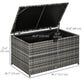 Outsunny 113 Gallon Outdoor Storage Box, Rattan Deck Box for Indoor, Patio Furniture Cushions, Grey