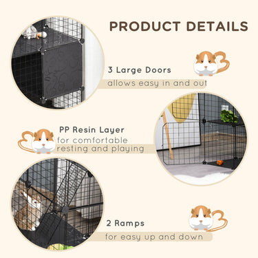 PawHut 56 Panels Pet Playpen Small Animal Cage for Rabbit