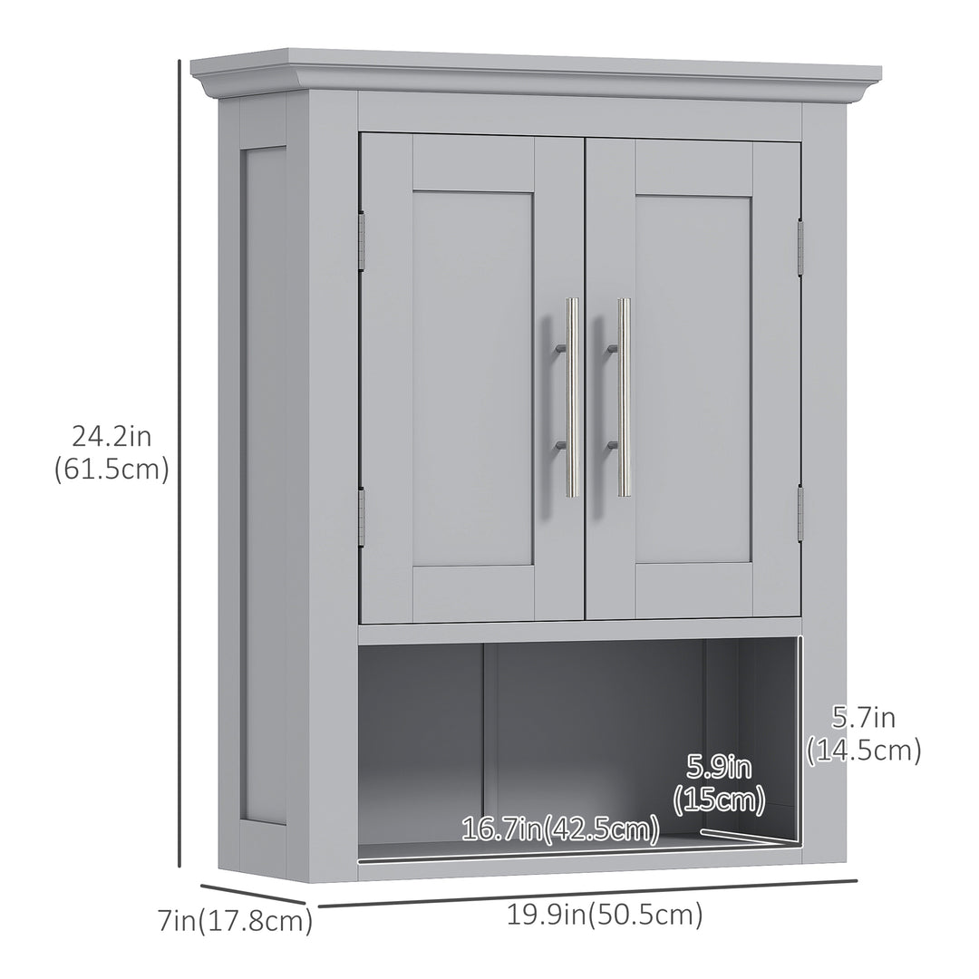 kleankin Bathroom Wall Cabinet, Medicine Cabinet, Toilet Storage Cabinet with Shelf for Living Room and Entryway, White