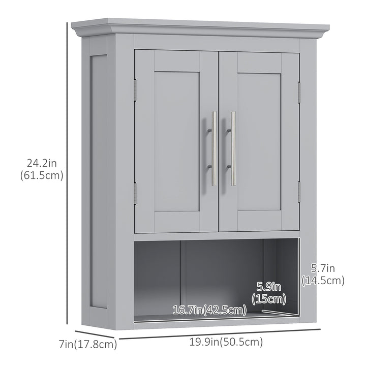 kleankin Bathroom Wall Cabinet, Medicine Cabinet, Toilet Storage Cabinet with Shelf for Living Room and Entryway, White