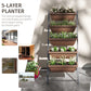 Outsunny 5-Tier Raised Garden Bed with 5 Planter Box, Outdoor Plant Stand Grow Containers with Leaking Holes, Brown