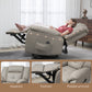 HOMCOM 8-Point Vibration Massage Recliner Chair for Living Room, PU Leather 360Â° Swivel Manual Reclining Sofa Rocking Chair with Remote Control, Side Pockets, Grey