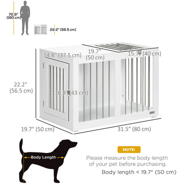 PawHut 31.5" Dog Crate Furniture with Double Doors, for Medium Dogs, White