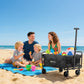 Outsunny Collapsible Folding Garden Cart, Heavy Duty Lawn Wagon with Universal Wheels and Adjustable Handle, Black