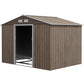 Outsunny 11' x 13'Garden Storage Shed w/ Foundation Kit Metal Tool Storage House w/ Double Doors Yellow