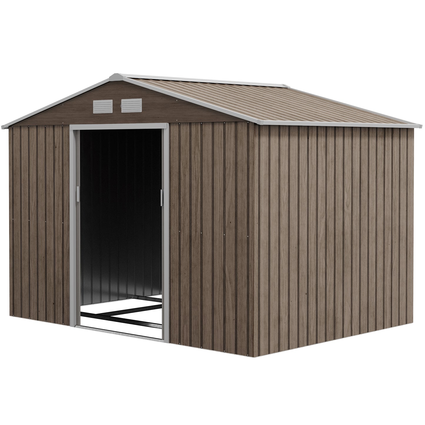 Outsunny 11' x 13'Garden Storage Shed w/ Foundation Kit Metal Tool Storage House w/ Double Doors Yellow