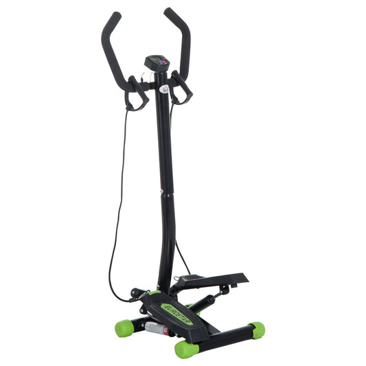Soozier Adjustable Twist Stepper w/ LCD Monitor and Resistance Bands, Stair Stepper Aerobic Body Workout Fitness Machine for Home Gym