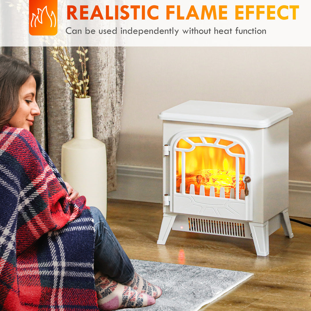 HOMCOM Freestanding Electric Fireplace Stove Heater with Realistic Flame Effect, Overheat Protection, 750W/1500W, Black