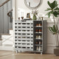 HOMCOM Shoe Cabinet, 21 Pair Shoe Storage Cabinet Organizer with 5-tier Double Door Cabinet and 5-tier Open Shelves, Light Grey