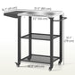 Outsunny 3-Shelf Outdoor Grill Cart Table with Foldable Side Table and Stainless Steel Table Top, Pizza Oven Stand on Wheels