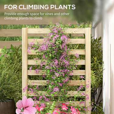 Outsunny Wood Planter Box with Trellis for Climbing Plants, Raised Garden Bed for Outdoor Flowers Herbs, 91"x24"x43", Natural