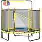Qaba 4.6FT Trampoline for Kids with Enclosure Net for Ages 3-10, Indoor Outdoor Use, Black