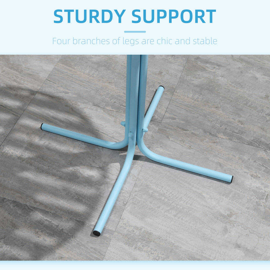 Outsunny 3 Pieces Patio Bistro Set, Metal Frame Garden Coffee Table Set with 2 Chairs & Round Table for Outdoor Yard Porch Poolside Balcony, White