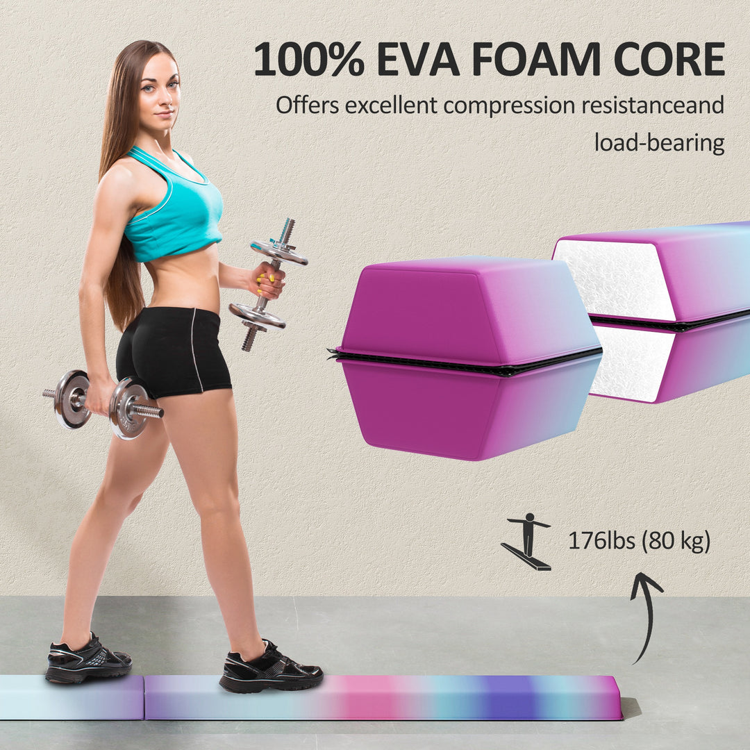 Soozier 7.7ft Folding Balance Beam, Gymnastics Equipment with Anti-Slip Bottom for Kids Home Training, Red