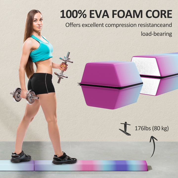 Soozier 7.7ft Folding Balance Beam, Gymnastics Equipment with Anti-Slip Bottom for Kids Home Training, Red