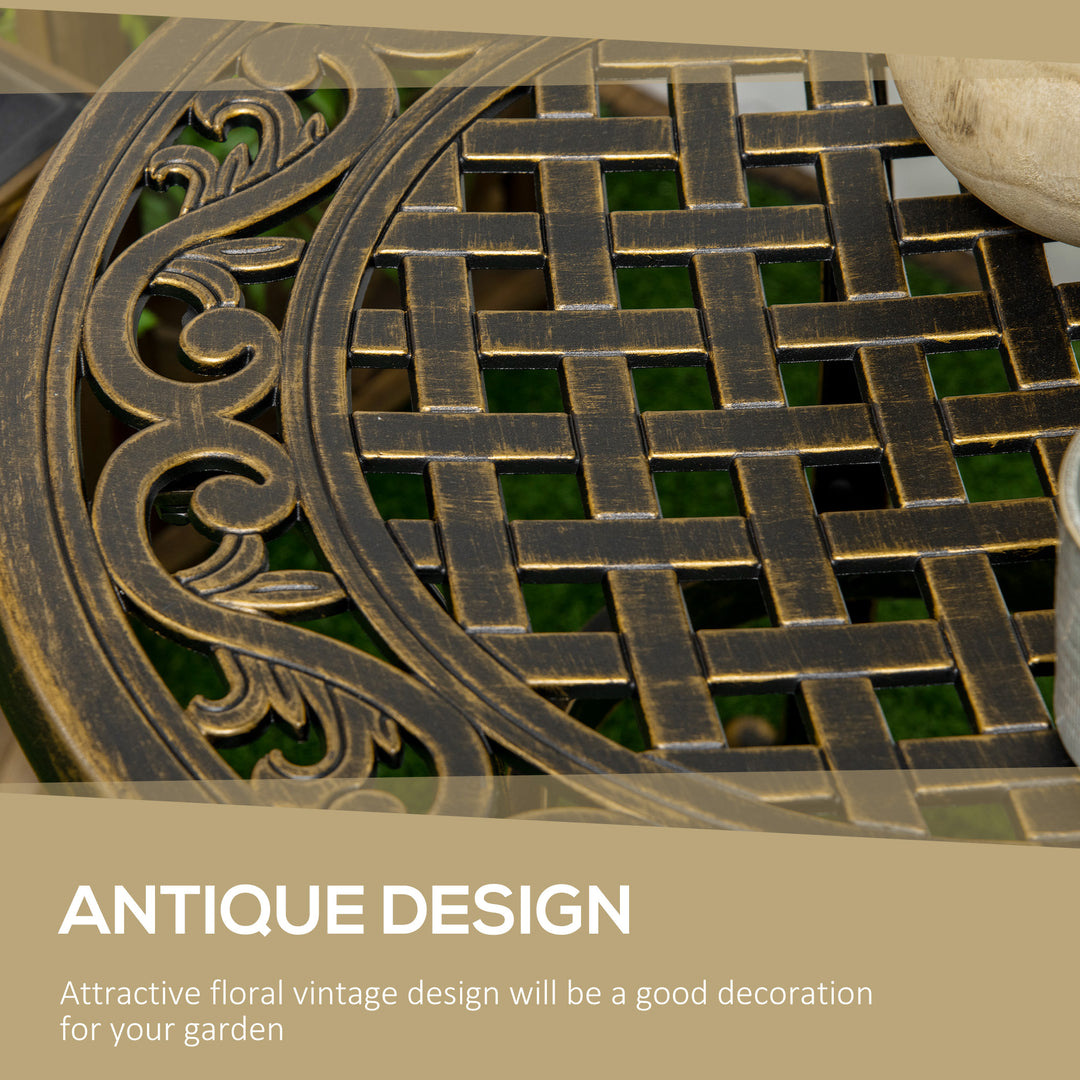 Outsunny Ф23.6" Round Outdoor Side Table, Cast Aluminum Frame Patio Coffee Side Desk for Patio, Garden, Balcony, Bronze