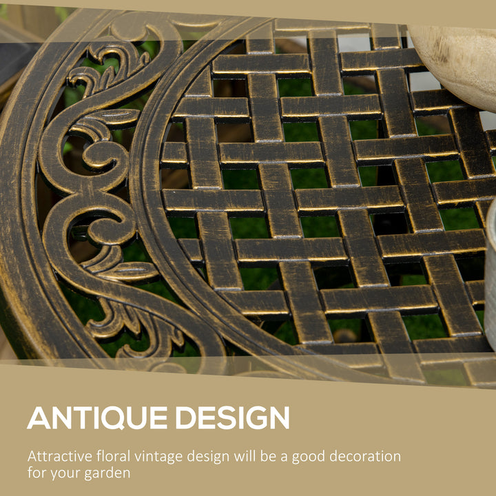 Outsunny Ф23.6" Round Outdoor Side Table, Cast Aluminum Frame Patio Coffee Side Desk for Patio, Garden, Balcony, Bronze