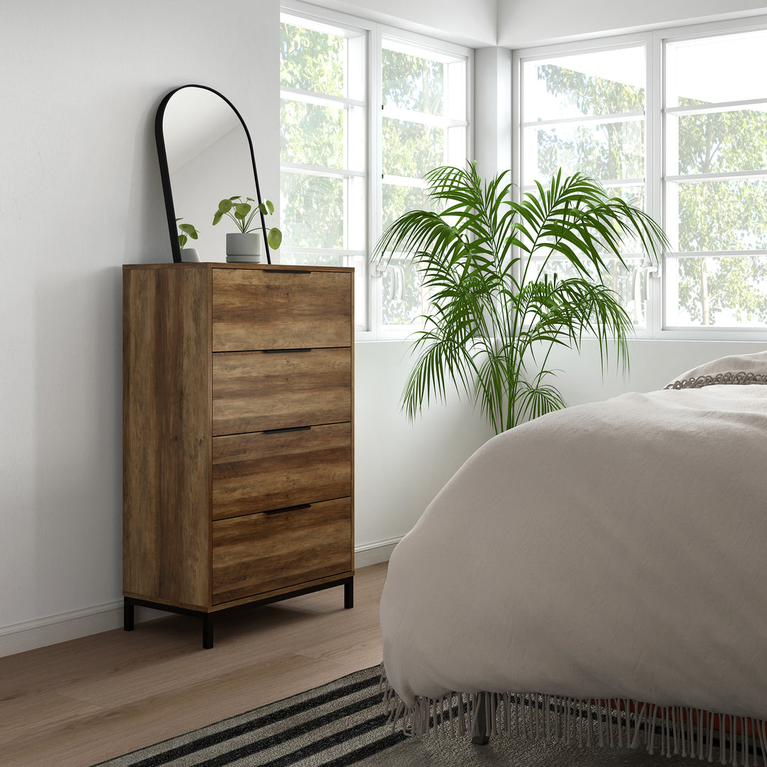 HOMCOM Dresser for Bedroom, 4 Drawer Dresser Tower, Chest of Drawers for Hallway, Entryway, Closet, Natural