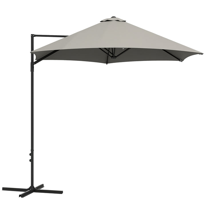 Outsunny 8.5FT Outdoor Cantilever Roma Parasol with 360° Rotation and Cross Base, Offset Patio Umbrella for Garden, Dark Grey