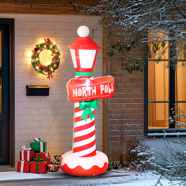 Outsunny 6FT Christmas Inflatable Decoration, Inflatable Lighthouse Xmas Blow Up Decor with LED Lights for Yard, Lawn, Garden