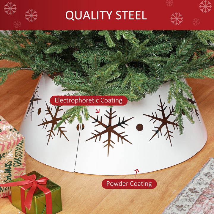 HOMCOM 26" Christmas Tree Base Cover, Christmas Tree Collar with Hollow Snowflake Pattern for Holiday, Party, Silver
