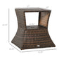 Outsunny Rattan Wicker Side Table, 21.3" Square Outdoor End Table with Umbrella Hole 2-Tier Storage for Patio Garden Mixed Brown