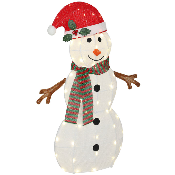 Outsunny Lighted Christmas Decoration, Outdoor Christmas Snowman with LED Lights, Stakes, Zip Ties, IP44 Waterproof