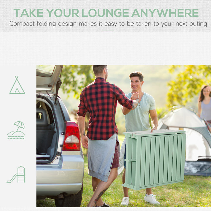 Outsunny Wooden Folding Chaise Lounge, Outdoor Chaise Lounge Chair, Garden Reclining Tanning Chair with 4 Adjustable Back Soft Cushions, White