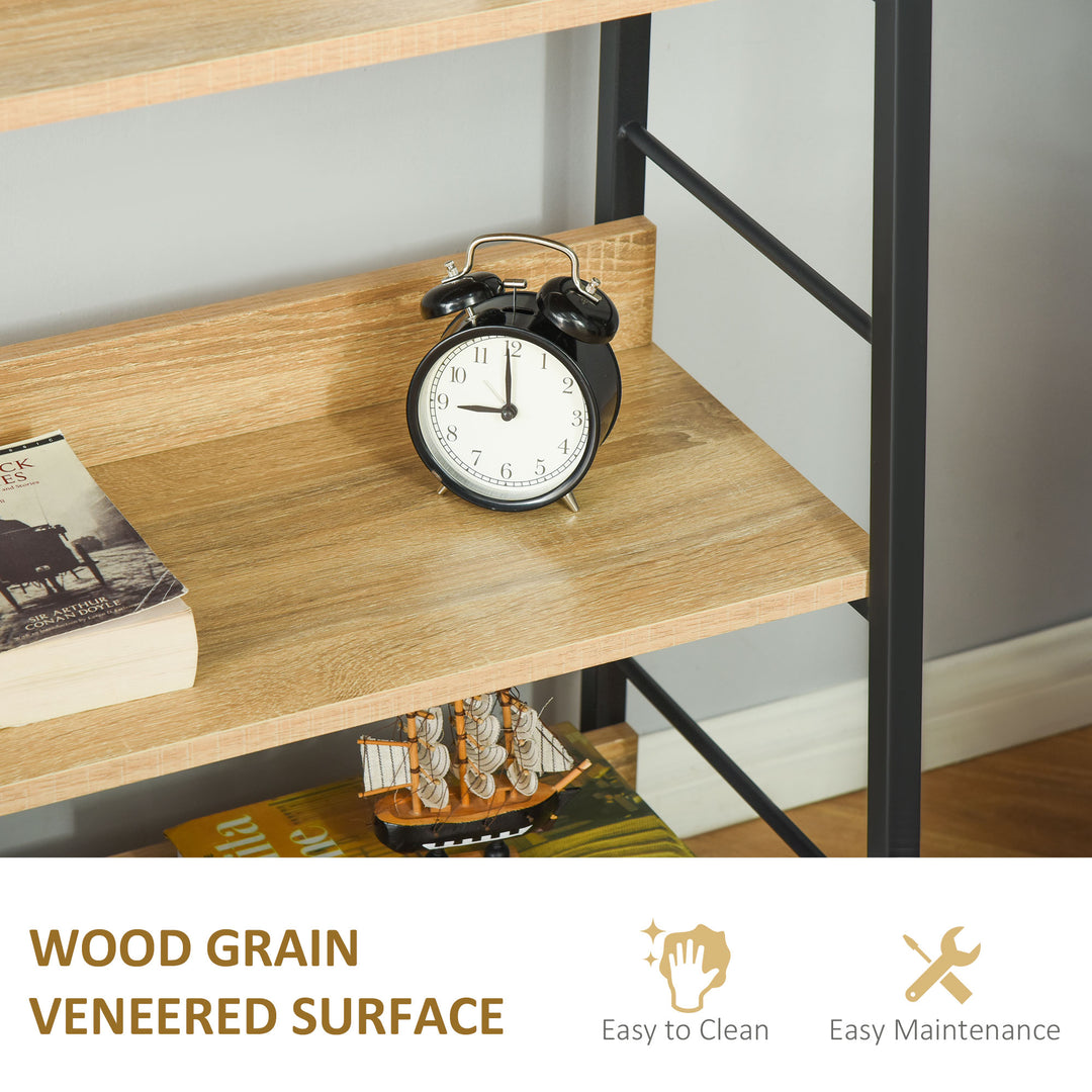 HOMCOM Modern Bookshelf Storage with 5-Tier Wide Shelving, Metal Frame, Wooden Bookcase for Living Room Library Home Furniture, Black