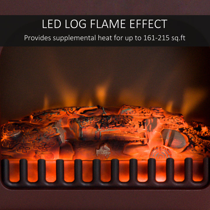 HOMCOM 16" Free Standing Electric Fireplace Portable Adjustable Stove with Heater Wood Burning Flame 750/1500W White