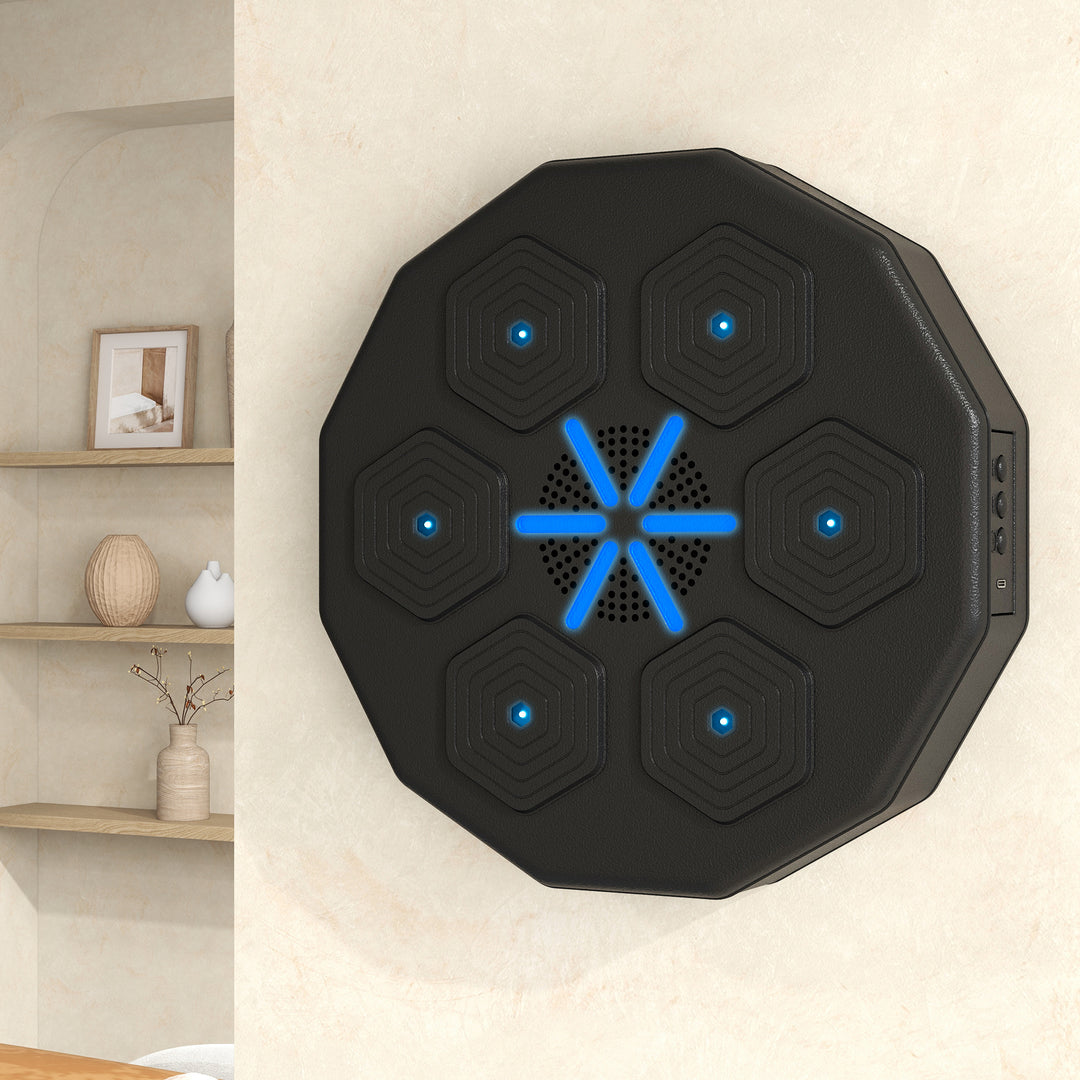 Soozier Music Boxing Machine with Gloves and Bluetooth Connection, Wall Mounted LED Light Smart Music Boxing Machine for Adults Punching Beat Training Stress Relief