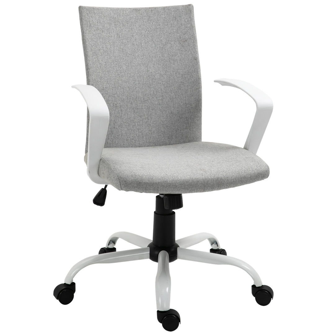 Vinsetto Linen Mid Back Office Chair With Tilt Function, Swivel Computer Chair, Charcoal Grey
