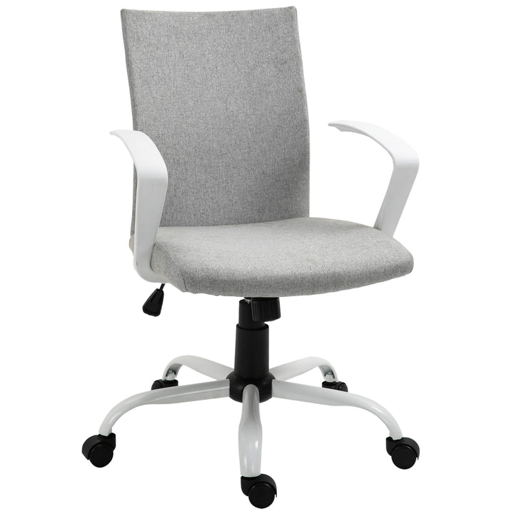 Vinsetto Linen Mid Back Office Chair With Tilt Function, Swivel Computer Chair, Charcoal Grey
