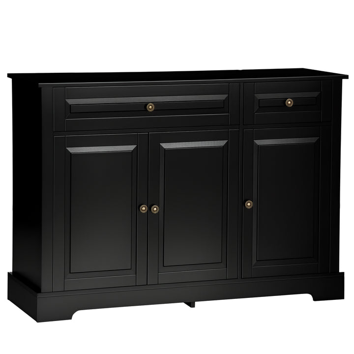 HOMCOM Modern Sideboard Cabinet, Buffet Cabinet with 2 Drawers and Adjustable Shelves, Buffets Tables for Dining Room, Black
