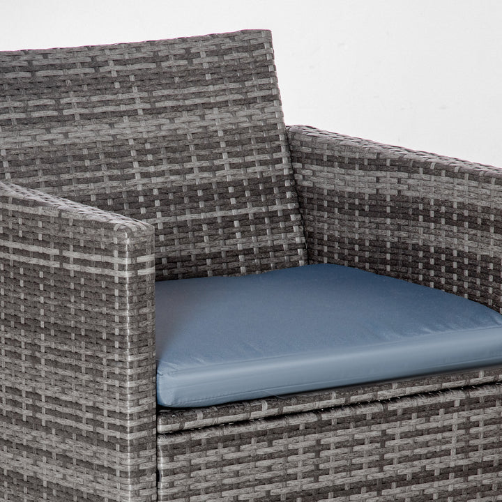 Outsunny 4 Pieces Patio Furniture Set with Cushions, Outdoor PE Rattan Wicker Conversation Garden Sofa Set with 2-Seater Chairs & Glass Coffee Table, Grey