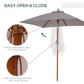 Outsunny 6.6x5ft Square Market Parasol, Wooden Patio Umbrella with Tilt Mechanism and 6 Bamboo Ribs, Garden Sunshade, Wine Red