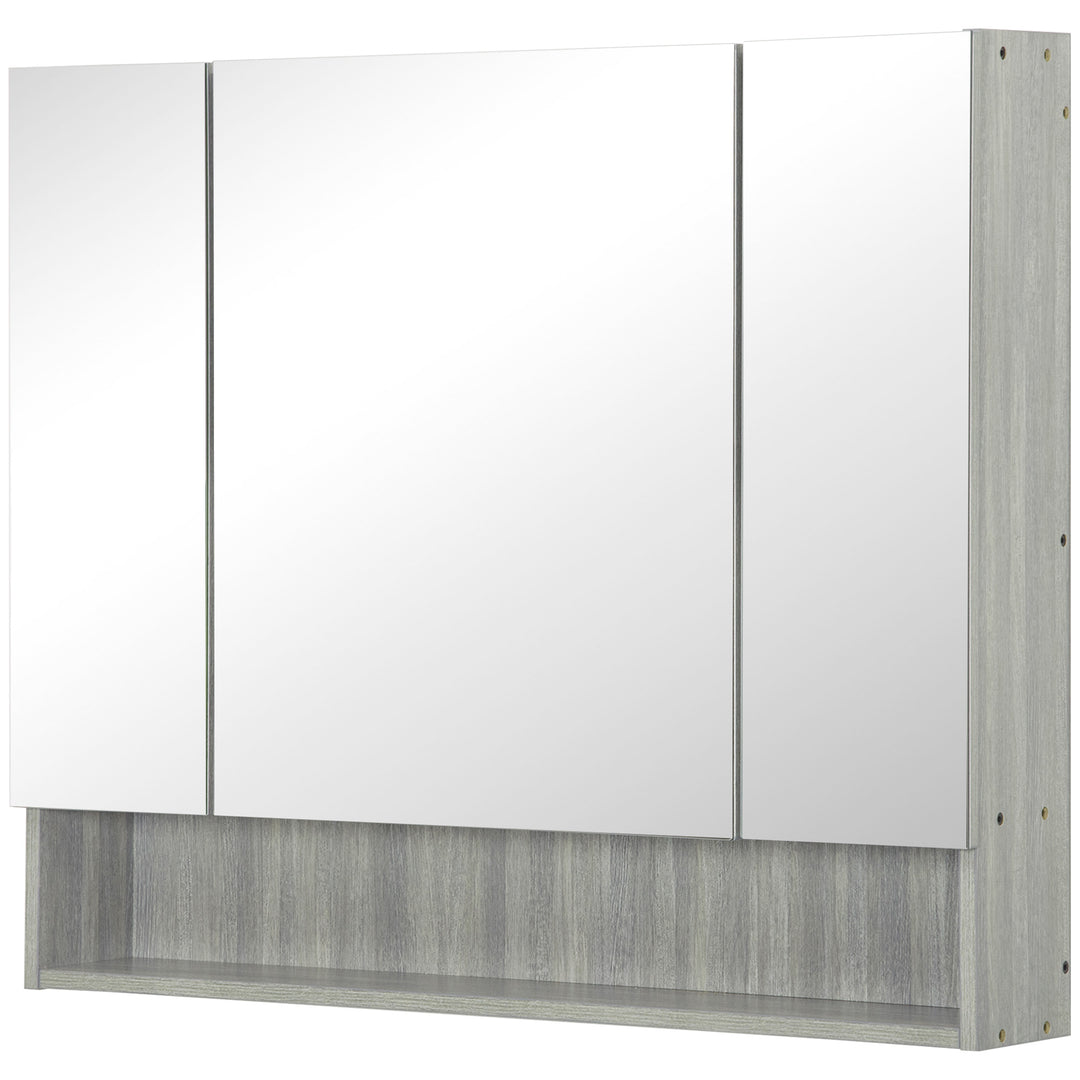 kleankin Wall Mounted Bathroom Medicine Cabinet with Mirror and Adjustable Shelves, Grey