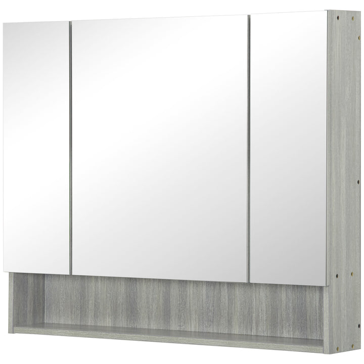 kleankin Wall Mounted Bathroom Medicine Cabinet with Mirror and Adjustable Shelves, Grey