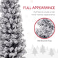 HOMCOM 7.5ft Flocked Christmas Tree, Pencil Christmas Tree with Realistic Branch Tips, Folding Metal Stand, Green