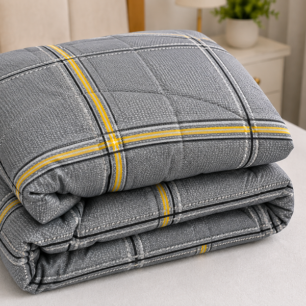 Aarniva Breathable Polyester Urban Plaid Comforter Set | King/Queen | 250 GSM | Ultra-Soft & Cozy | Deep Grey | 5-Piece Set