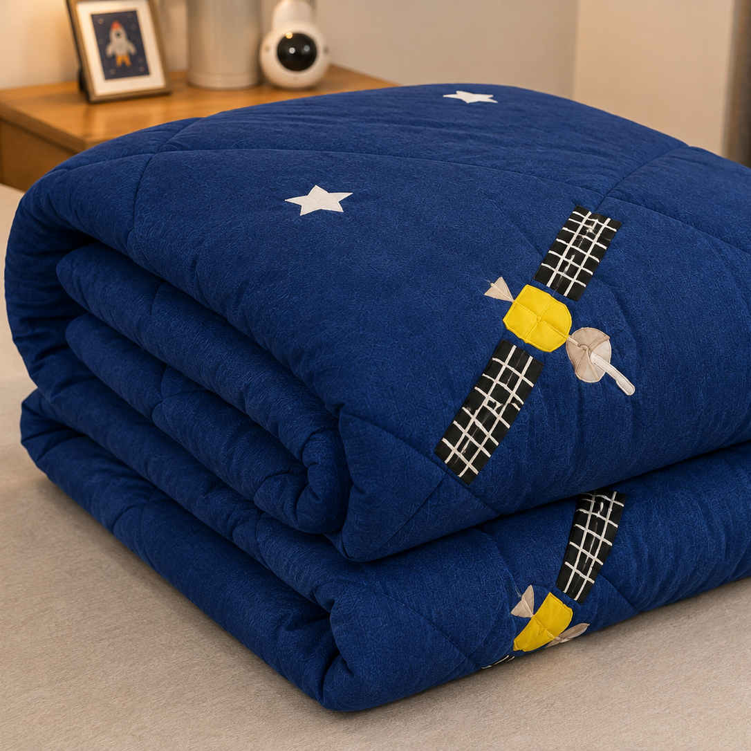 Aarniva Breathable Polyester Little Space Explorer Comforter Set | King/Queen | 250 GSM | Ultra-Soft & Cozy | Deep Sea | 5-Piece Set