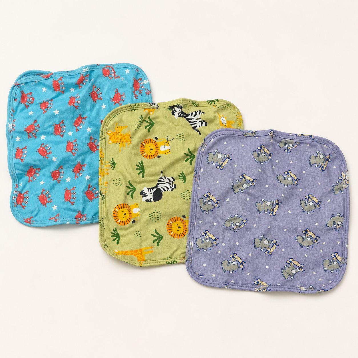 Aarniva Baby Washcloth & Hand Towel Set | 3-Piece | Soft & Absorbent | Elephant, Safari & Flamingo Prints | Kids Essentials