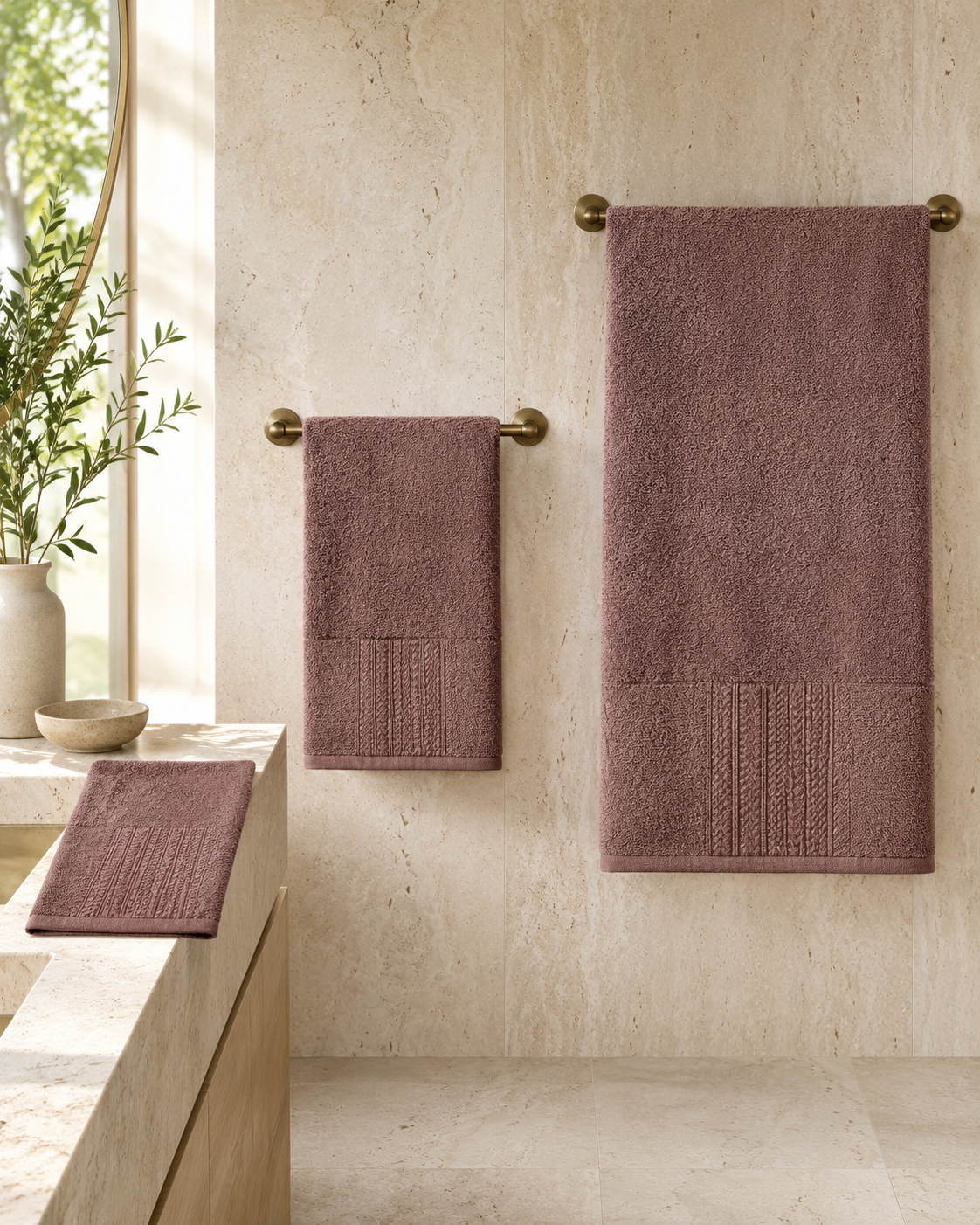 Aarniva Premium Brown Towel Set | Soft & Absorbent | Face, Hand & Bath Towels