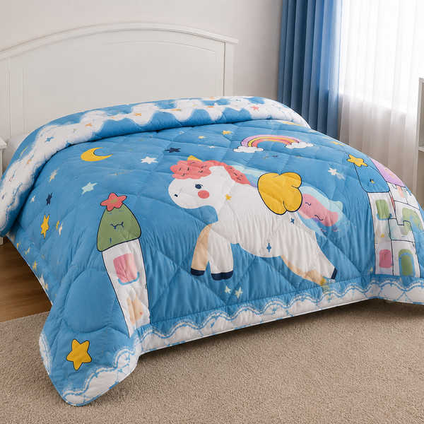 Aarniva Breathable Polyester Unicorn & Rainbow Comforter Set | Double/Twin | 250 GSM | Ultra-Soft & Cozy | Design Patterns | Includes 2 Pillow Covers