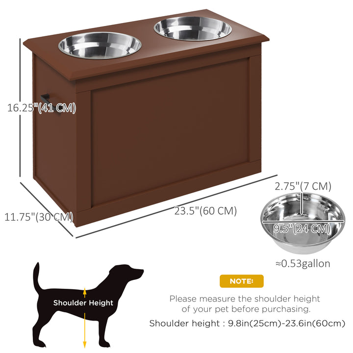 PawHut Large Elevated Pet Feeder with Storage Dog Pet Diner Function 2 Stainless Steel Dog Bowls Elevated Base for Large Dogs and Other Large Pet, White