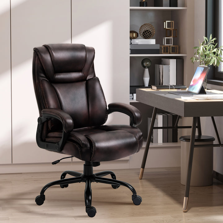 Vinsetto PU Leather Executive Office Chair with High Back, Adjustable Height and Swivel Wheels, 400LBS Capacity, Brown